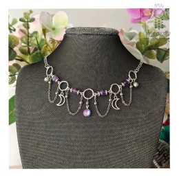 Choker Lumina ametyst hematyt księżyc moon