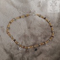 Choker Mini Wrapped agat jaspis dalmatyńczyk kwarc arbuzowy brązowy koraliki gwiazdy