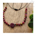 Choker Stone Rose jadeit burgundowy hematyt różą