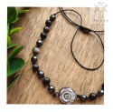 Choker Stone Rose obsydian srebrzysty hematyt róża