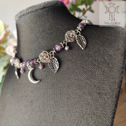 Flower Spirit ametyst choker naszyjnik róże Rose Moon księżyc