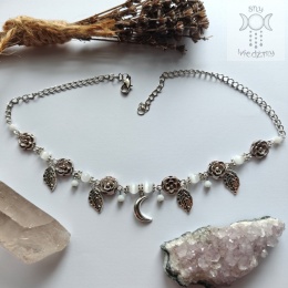 Flower Spirit kocie oko uleksyt choker naszyjnik róże Rose Moon księżyc