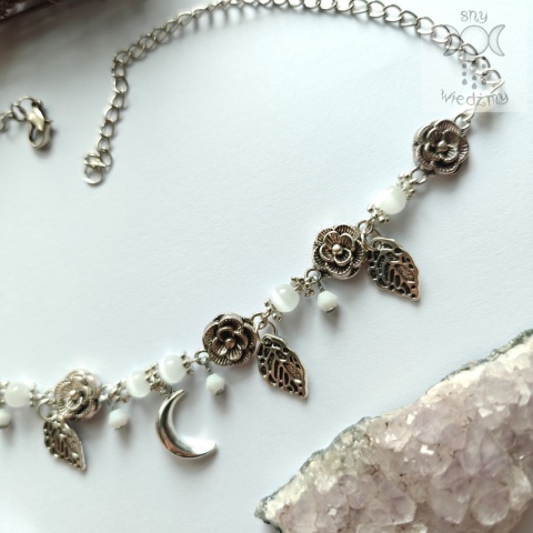 Flower Spirit kocie oko uleksyt choker naszyjnik róże Rose Moon księżyc Flower Spirit kocie oko uleksyt choker naszyjnik róże Rose Moon księżyc