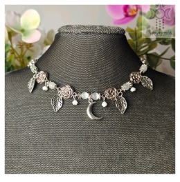 Flower Spirit kocie oko uleksyt choker naszyjnik róże Rose Moon księżyc