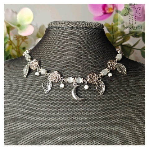 Flower Spirit kocie oko uleksyt choker naszyjnik róże Rose Moon księżyc Flower Spirit kocie oko uleksyt choker naszyjnik róże Rose Moon księżyc
