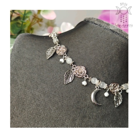 Flower Spirit kocie oko uleksyt choker naszyjnik róże Rose Moon księżyc Flower Spirit kocie oko uleksyt choker naszyjnik róże Rose Moon księżyc