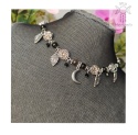 Flower Spirit obsydian srebrzysty srebrny choker naszyjnik róże Rose Moon księżyc