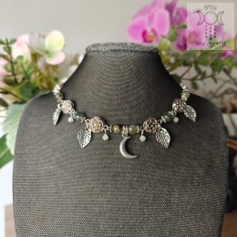 Flower Spirit prehnit frenit choker naszyjnik róże Rose Moon księżyc