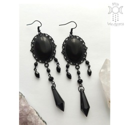 Kolczyki Crystal Black kamea gotyckie victorian cameo