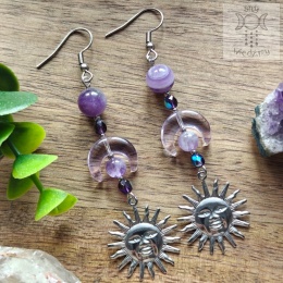 Kolczyki Violet Sun & moon ametyst stal