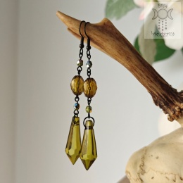 Kolczyki Lace Crystal Olive kryształki goth gothic