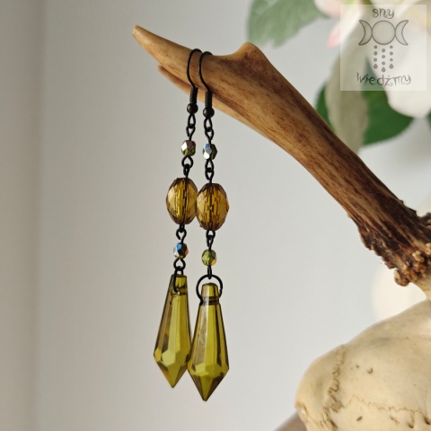 Kolczyki Lace Crystal Olive kryształki goth gothic