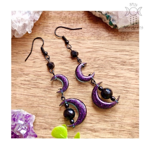 Kolczyki Imperial Moon onyks księżyc księżyce żywica