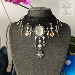 Kolia Baroque Shadows opalit choker naszyjnik gwiazdy uleksyt