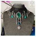 Kolia Baroque Shadows agat indyjski lawa choker naszyjnik gwiazdy uleksyt