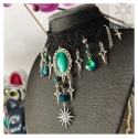 Kolia Baroque Shadows agat indyjski lawa choker naszyjnik gwiazdy uleksyt