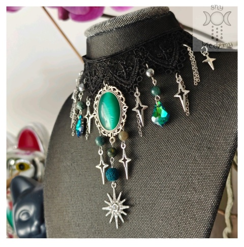 Kolia Baroque Shadows agat indyjski lawa choker naszyjnik gwiazdy uleksyt Kolia Baroque Shadows agat indyjski lawa choker naszyjnik gwiazdy uleksyt