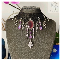 Kolia Baroque Shadows ametyst choker naszyjnik gwiazdy uleksyt