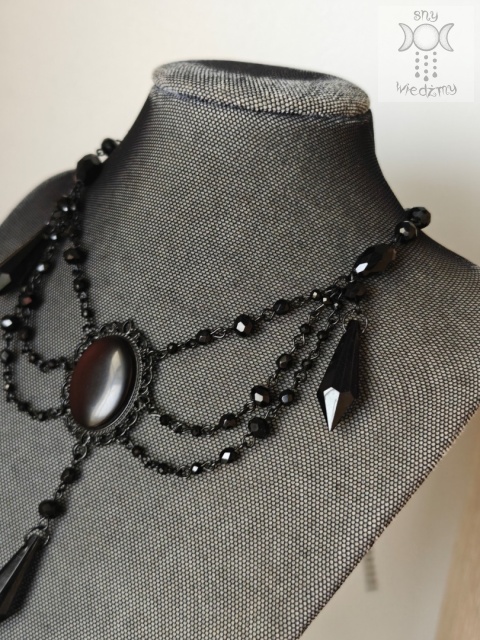 Kolia Crystal Black Kryszta艂ki gotycka victorian Kolia Crystal Black Kryszta艂ki gotycka victorian