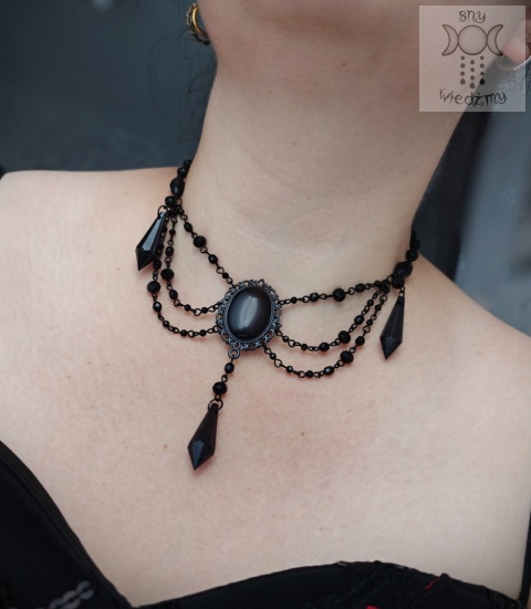 Kolia Crystal Black Kryszta艂ki gotycka victorian Kolia Crystal Black Kryszta艂ki gotycka victorian