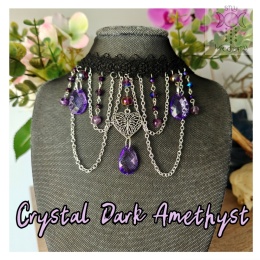 Kolia Crystal Dark Amethyst ametyst koronka choker