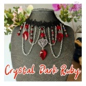 Kolia Crystal Dark Ruby chalcedon czerwony koronka choker naszyjnik