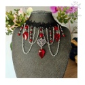 Kolia Crystal Dark Ruby chalcedon czerwony koronka choker naszyjnik