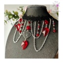 Kolia Crystal Dark Ruby chalcedon czerwony koronka choker naszyjnik