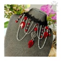 Kolia Crystal Dark Ruby chalcedon czerwony koronka choker naszyjnik