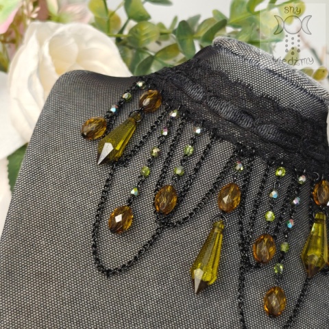 Kolia Lace Crystal Olive kryształki goth gothic