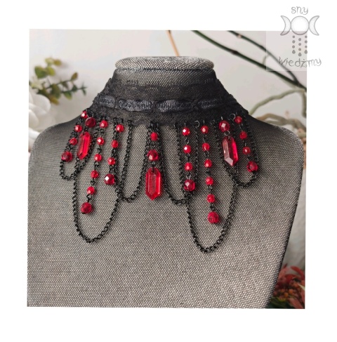 Kolia Lace Crystal Red kryształki goth gothic