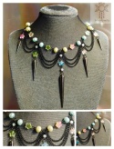 Kolia Naszyjnik Moira fiolet kolce spike gwiazdy Black chain