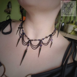 Kolia Naszyjnik Moira fiolet kolce spike gwiazdy Black chain