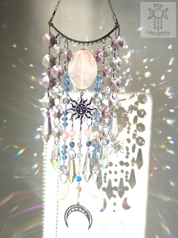 Łapacz Słońca Ayria kryształki Sun Moon Aurora zajączki Agat kwarc różowy girlanda świetlna