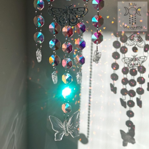 Łapacz Słońca Rainbow Moth kryształki Ćma Ćmy Aurora zajączki opalit girlanda świetlna Łapacz Słońca Rainbow Moth kryształki Ćma Ćmy Aurora zajączki opalit girlanda świetlna