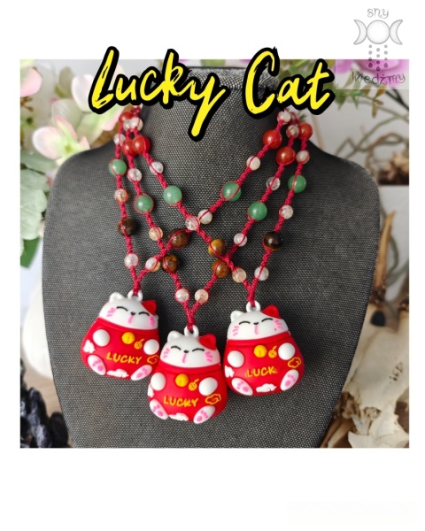Lucky Cat kot na szczęście i dobrobyt cytryn awenturyn tygrysie oko karneol makrama Makramowy naszyjnik Lucky Cat kot na szczęście i dobrobyt cytryn awenturyn tygrysie oko karneol makrama Makramowy naszyjnik