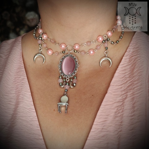 Kolia Moon Princess kwarc różowy hematyt naszyjnik w kolorze srebrnym Kolia Moon Princess kwarc różowy hematyt naszyjnik w kolorze srebrnym