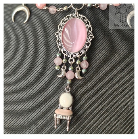 Kolia Moon Princess kwarc różowy hematyt naszyjnik w kolorze srebrnym Kolia Moon Princess kwarc różowy hematyt naszyjnik w kolorze srebrnym