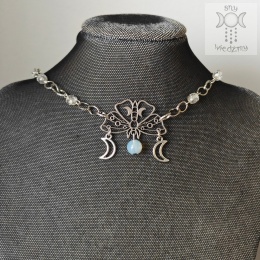 Moth Chain choker naszyjnik opalit triple moon
