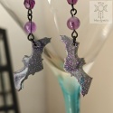 Kolczyki Glitter Bat ametyst nietoperze Halloween żywica