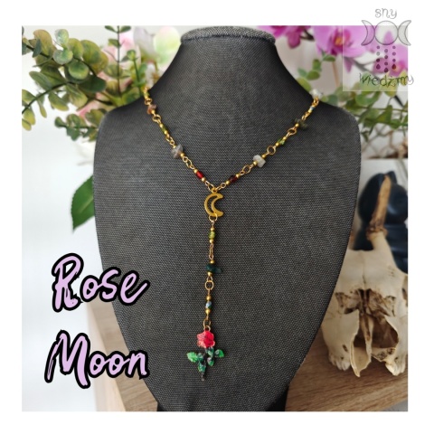 Naszyjnik Rose Moon agat indyjski księżyc róża Naszyjnik Rose Moon agat indyjski księżyc róża