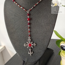 Naszyjnik Ruby Cross goth gothic victorian
