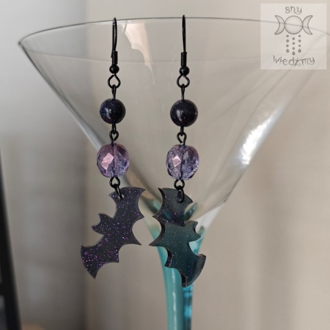 Kolczyki Glitter Bat noc Kairu nietoperze Halloween żywica Kolczyki Glitter Bat noc Kairu nietoperze Halloween żywica
