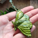 Naszyjnik Duża Ćma Zielona fluoryt hematyt dragon blood moth makrama