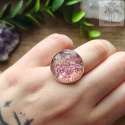 Pierścionek Na łące kwiaty regulowany różowy