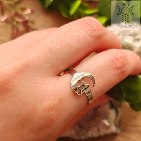 Pierścionek Moon & Star stal regulowany księżyc gwiazdka gwiazda