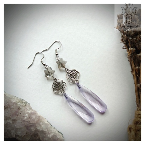 Kolczyki Clarissa gwiazdki kryształki fioletowe ciemne