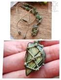 Makramowy naszyjnik labradoryt jadeit makrama
