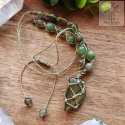 Makramowy naszyjnik labradoryt jadeit makrama
