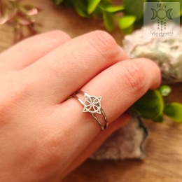 Pierścionek Węzeł Czarownicy celtycki stal regulowany ochrona